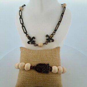 NWT French Kande Bronze /Bone Choker and Matching Bracelet